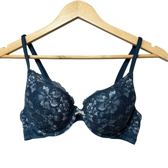 Victoria's Secret Body By Victoria Teal Blue Lace Push Up Bra, 34B - Picture 1 of 7